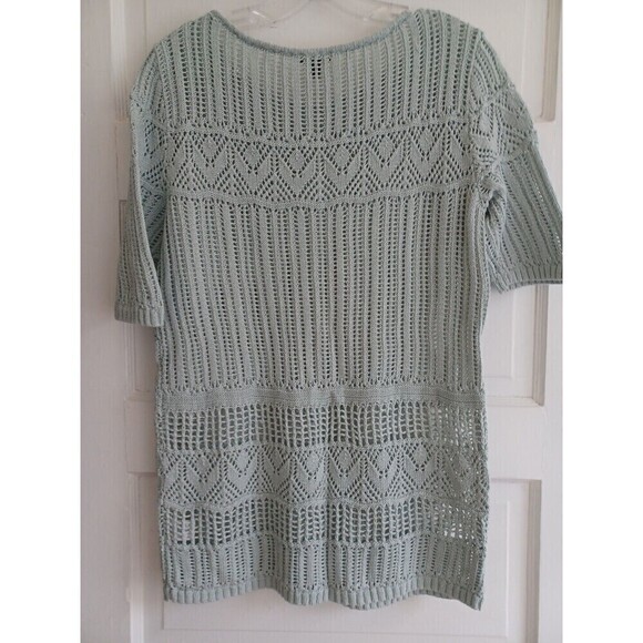 Talbots open weave sweater S crochet short sl pullover coastal granny transition - Picture 8 of 10